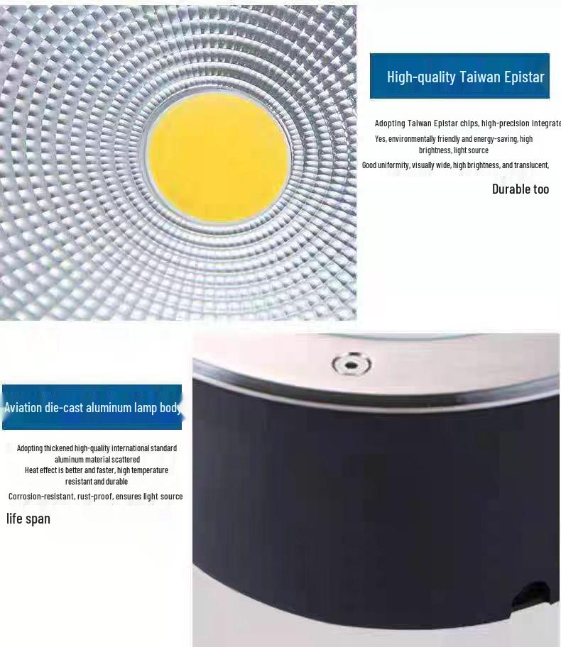 LED Waterproof Outdoor In-Ground COB Light - Round/Square for Courtyard, Walkway, and Lawn Landscaping