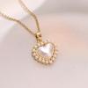 Hjärtformat Hängsmycke i Koreansk Stil med Zirkonhalsband för Kvinnor - Nyckelbenskedja Smycken