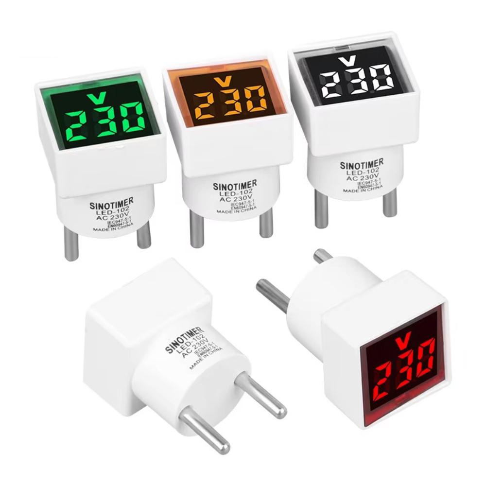 Digital Voltmeter 220V Mini Voltage Meter LED Digital Display Voltmeter Indicator Light EU Plug Volt Tester Detector Pilot Lamp