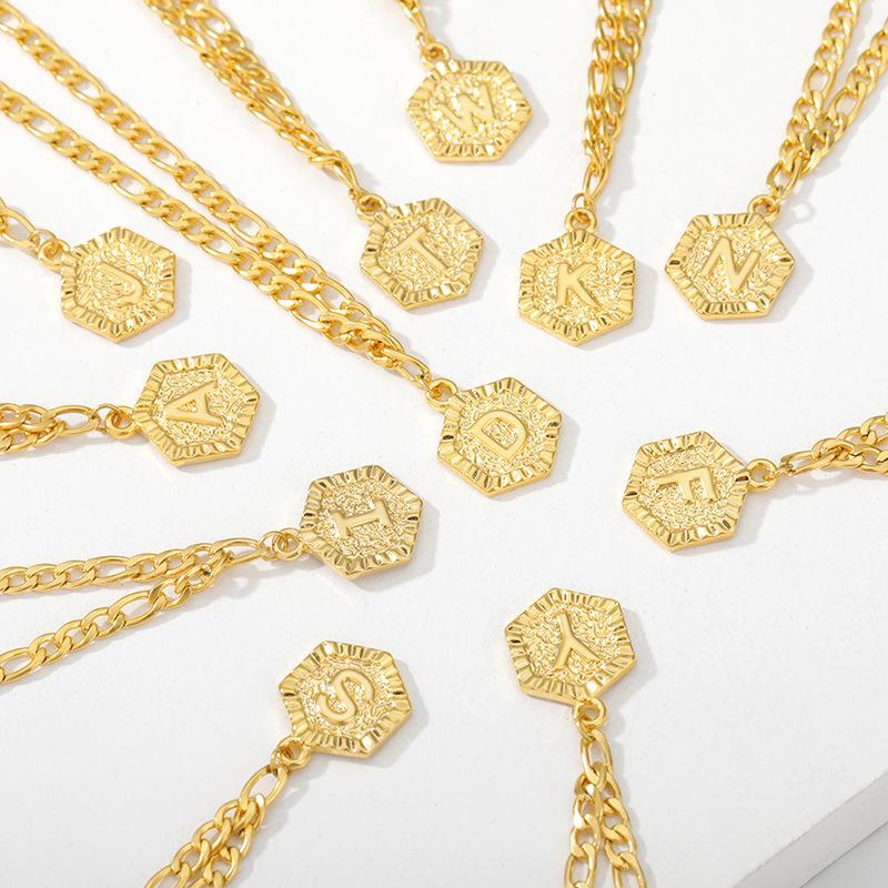 

A-Z 26 букв Браслет Ножной браслет Золотой цвет Нержавеющая сталь Figaro Цепь Девушка Ювелирные изделия