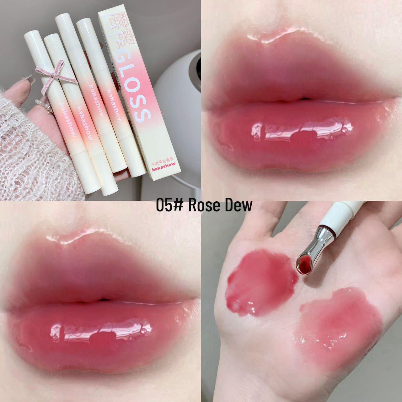 

Kakashow Korean Style Clear Watery Lip Gloss, Plumping Lipstick with Iron Tip, Soft Color, C506 – Youthful Look. 2g
