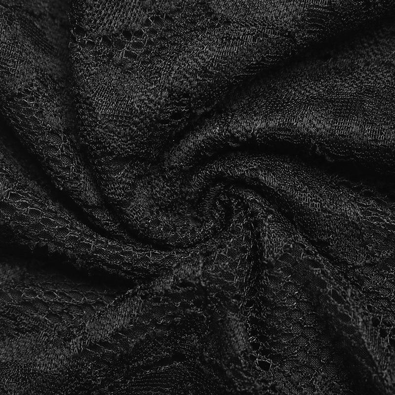 2025 Elegant European & American Lace V-neck Black Jumpsuit with Sexy Hollow Back.