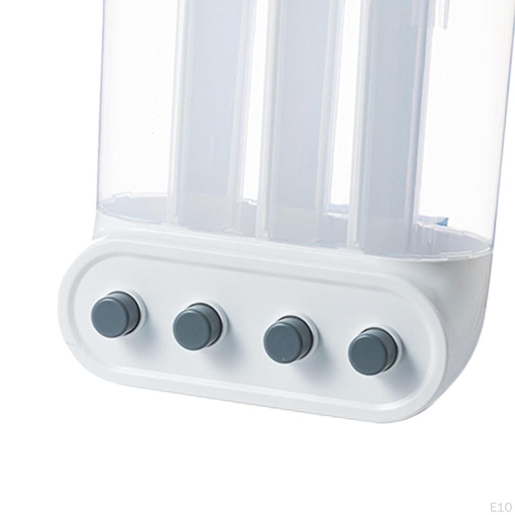 Wall Mounted Dry Food Divided Dispenser, Cereal Storage Box Grains Rice Nut Organizer for Home