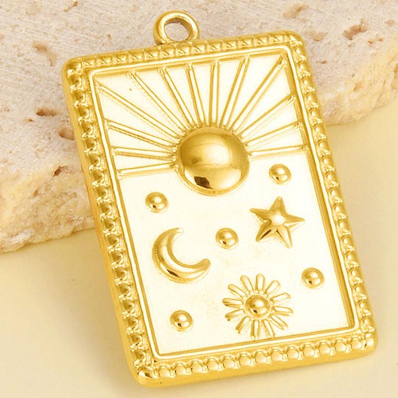 6pcs Real Gold Plated Sun Moon Star Charm Cross Stainless Steel Charms For Jewelry Making Supplies Flower Heart Handmade Pendant