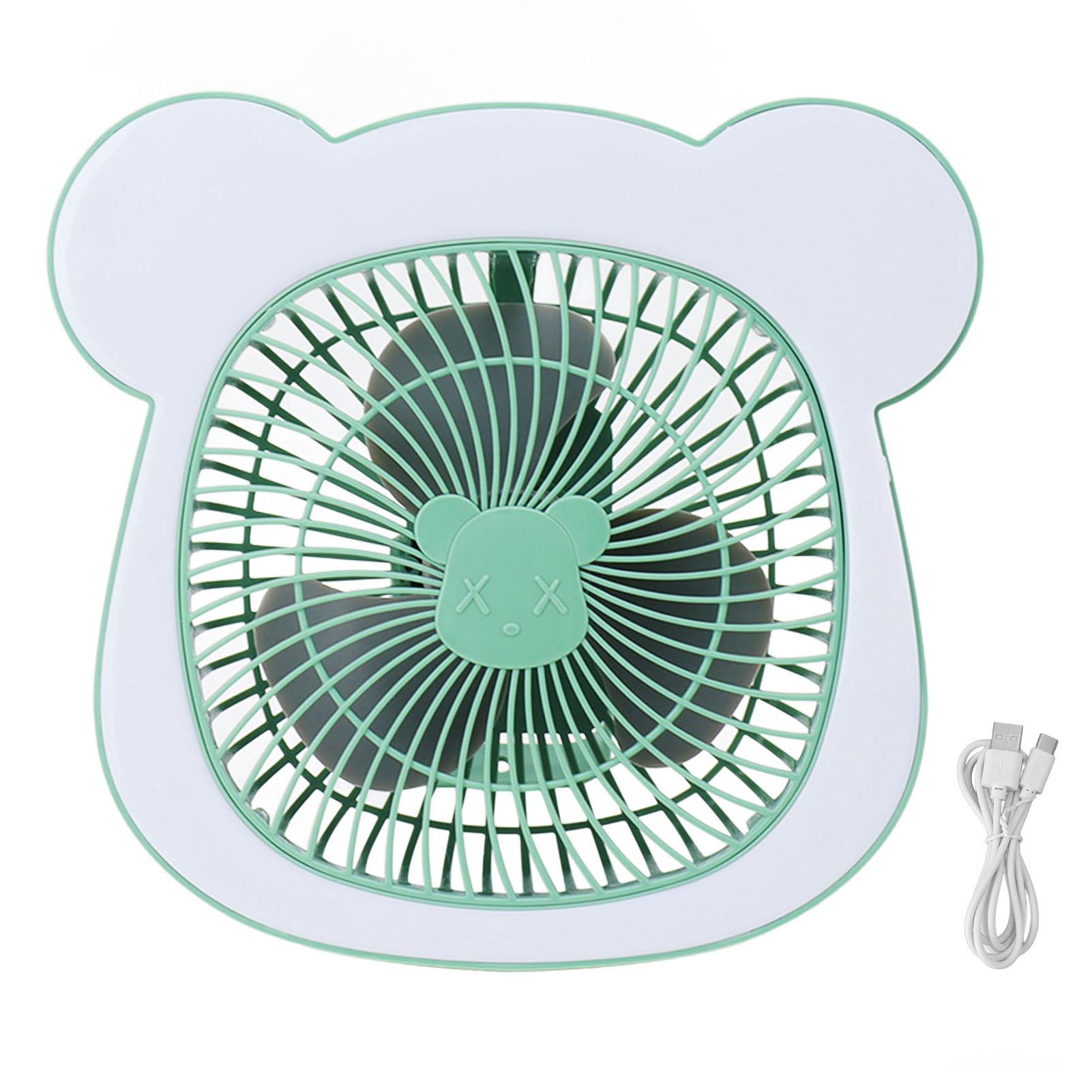 Desktop Fan with LED Lamp USB Rechargeable 3 Wind Speeds Cooling Fan for Bedroom Camping Dormitory