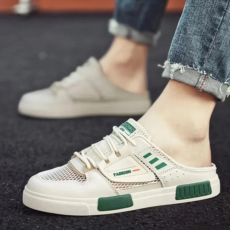 Тапочки для мужчин Большие размеры Мужские кроссовки Летние сетчатые дышащие повседневные — фото 4