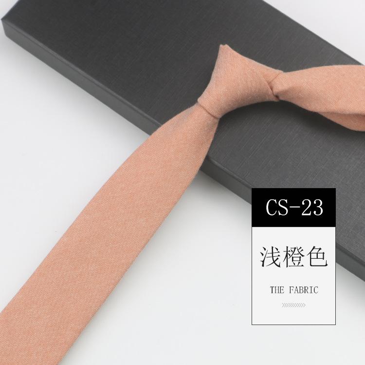 Men'S Tie Narrow 6Cm Hand-Made Cotton Casual Professional Shirt Literary And Simple Women'S College Pure Black Tie
