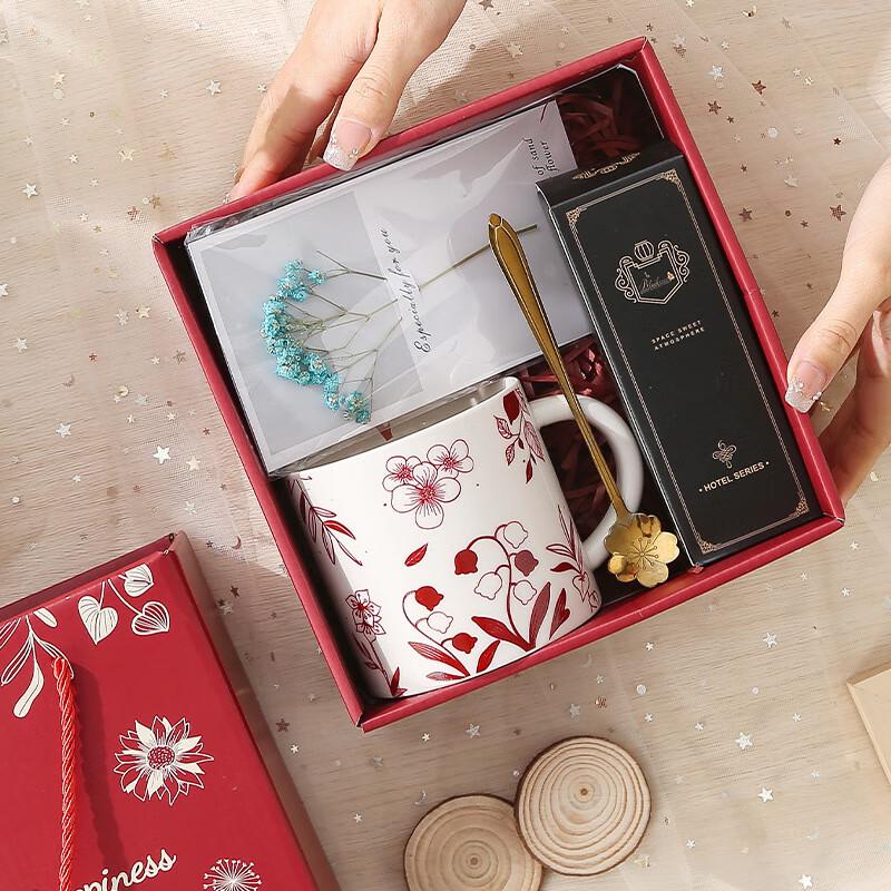 JIN MING LI Keramiktasse Geschenkset mit Löffel