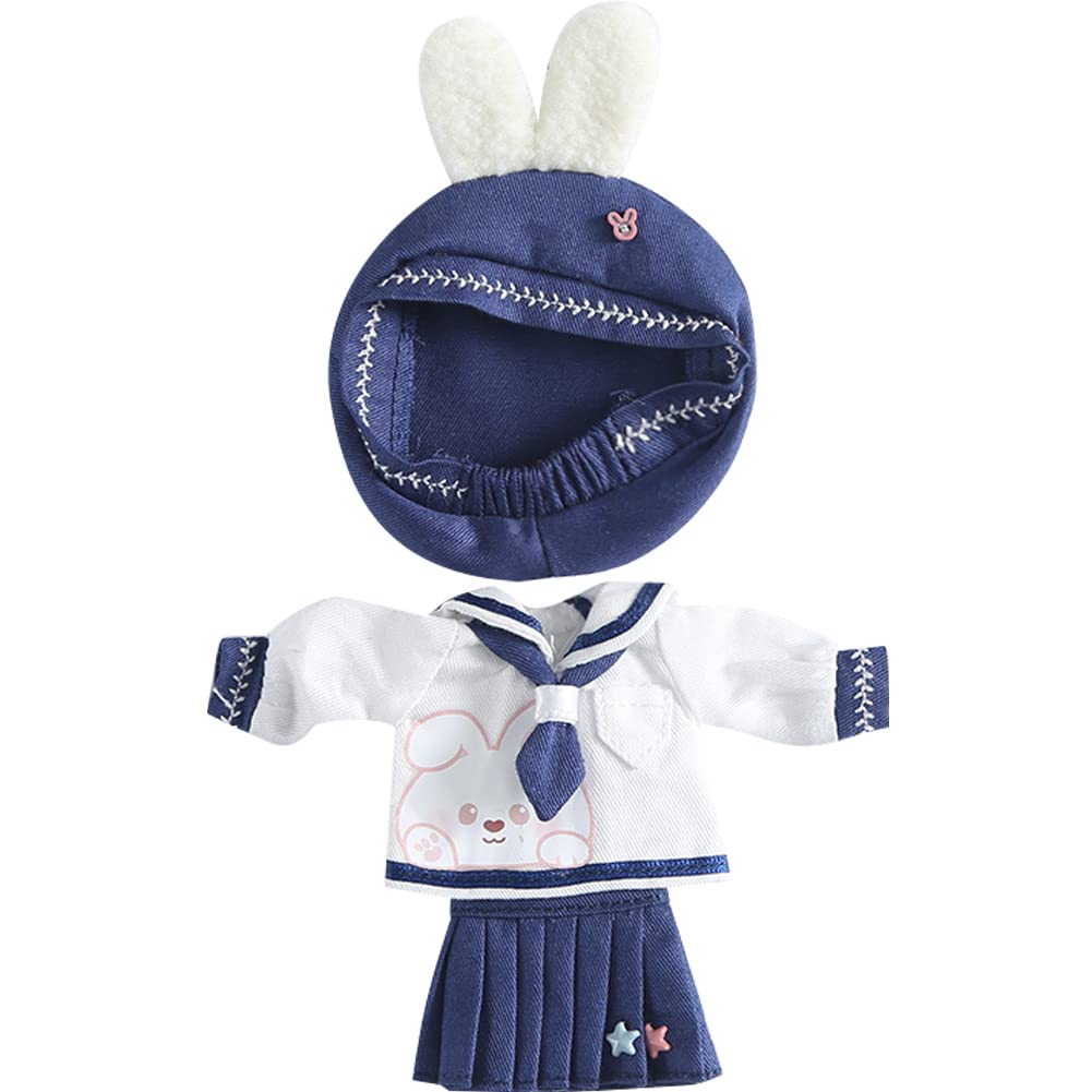 

HIGHAWK OB11 Obitsu Doll Sailor Suit for 11cm Body Doll Toy Obitsu Body Nendoroid Size Outfit Set Skirt 3-Piece (Navy/Rabbit Set)