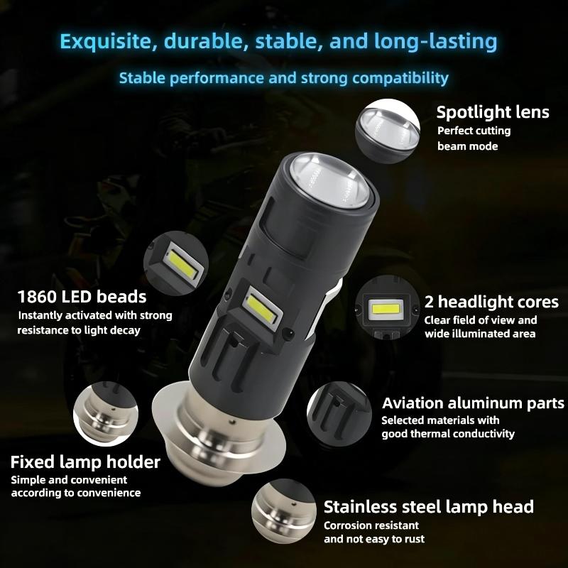 1Pcs Csp Moto Led H4 Ba20D P15D Motorcycle Headlight Bulb Super Bright 1450Lm Motos Accessories High Lo Beam Fog Light 12V