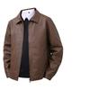 Spring Autumn Polo-neck Solid Casual Fashion PU Leather Jacket Male Cardigan Coat Zipper Top Men