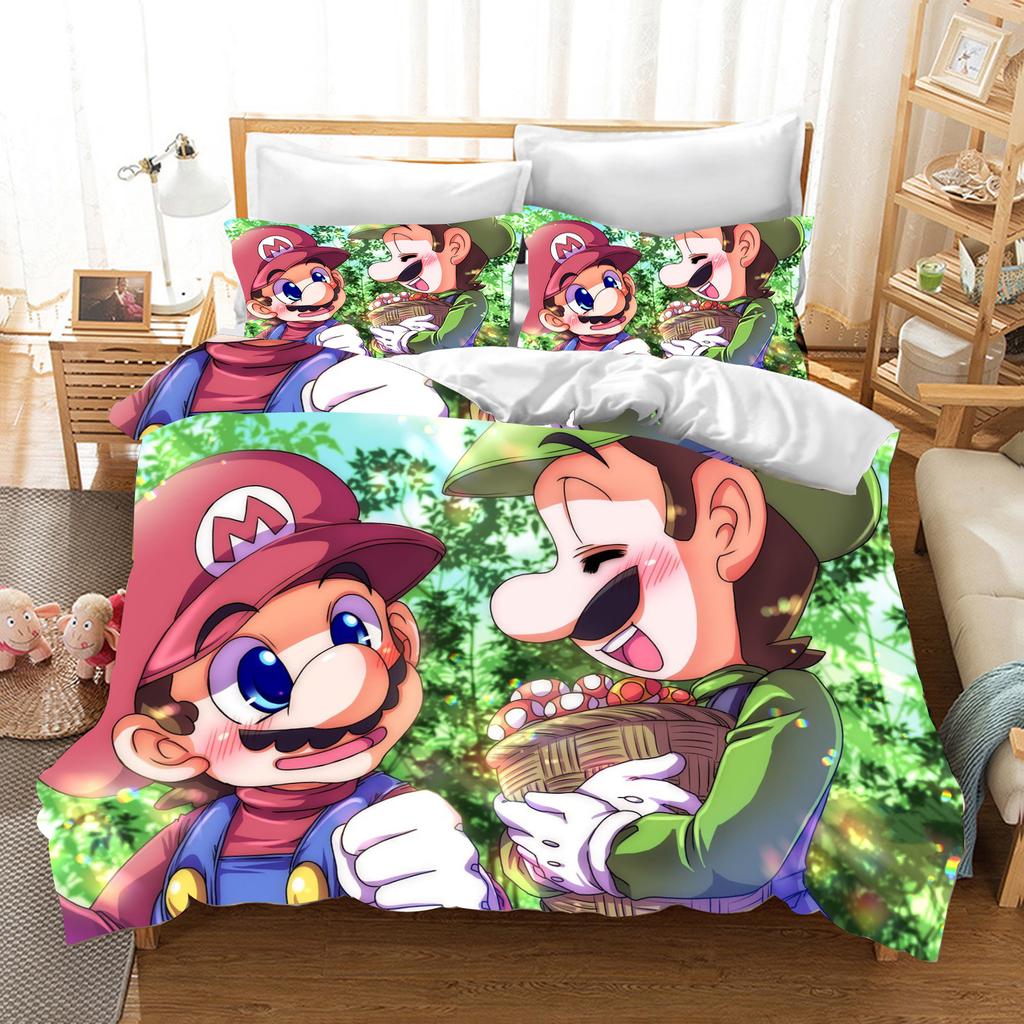 Mario Duvet Cover Set Comforter Bedding 3d Children'S Bedding Set 3-Piece 1 Quilt Cover King Size