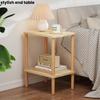 Solid Wood Side Table2-Tier Boho End Table With Storage Shelfslim Nightstand Bedside Table For Small Spacesliving Room