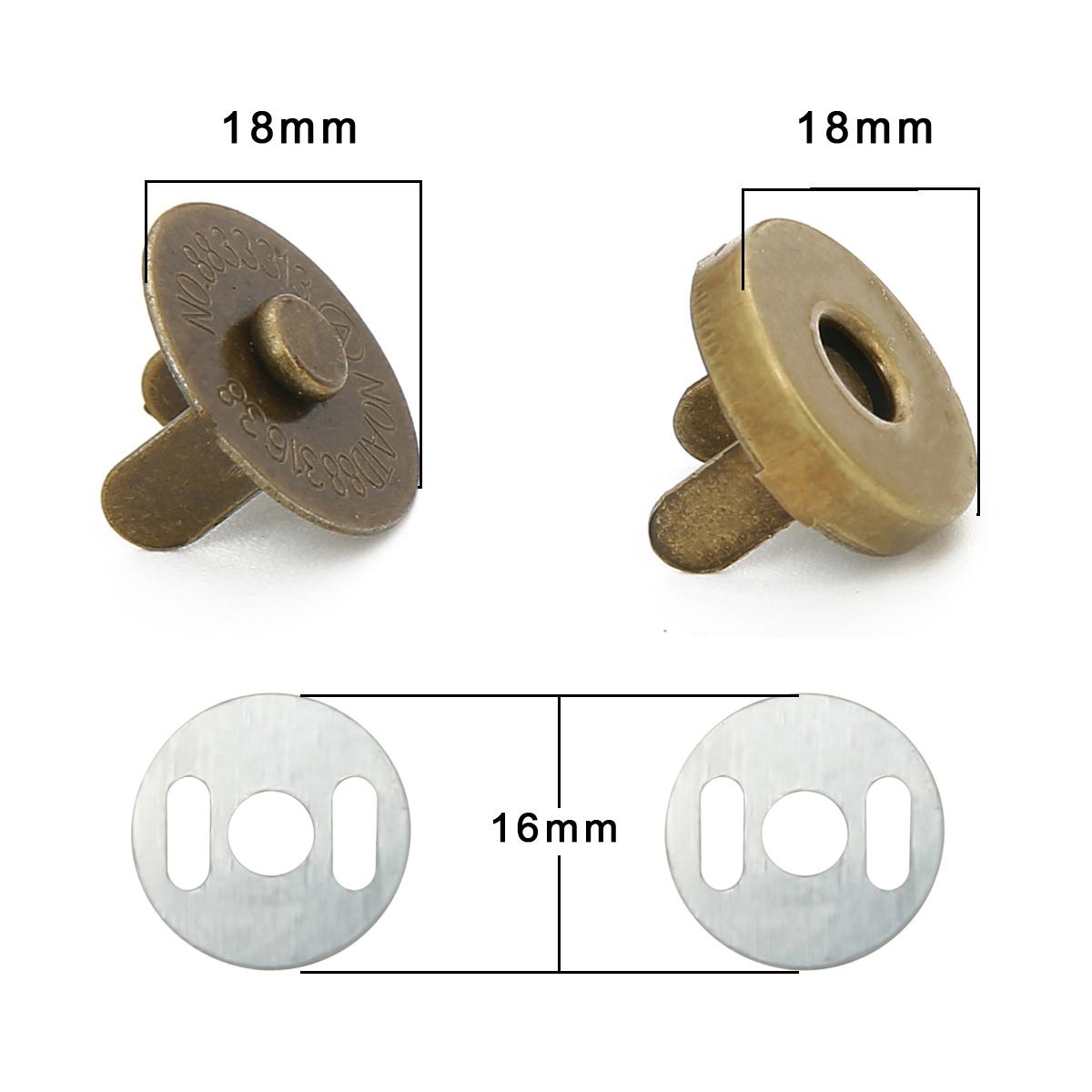 

10 компл./лот, 14/18 мм, круглая магнитная металлическая сумка с застежкой, невидимая для одежды, без шитья, автоматическая адсорбционная пряжка 18mm латунный