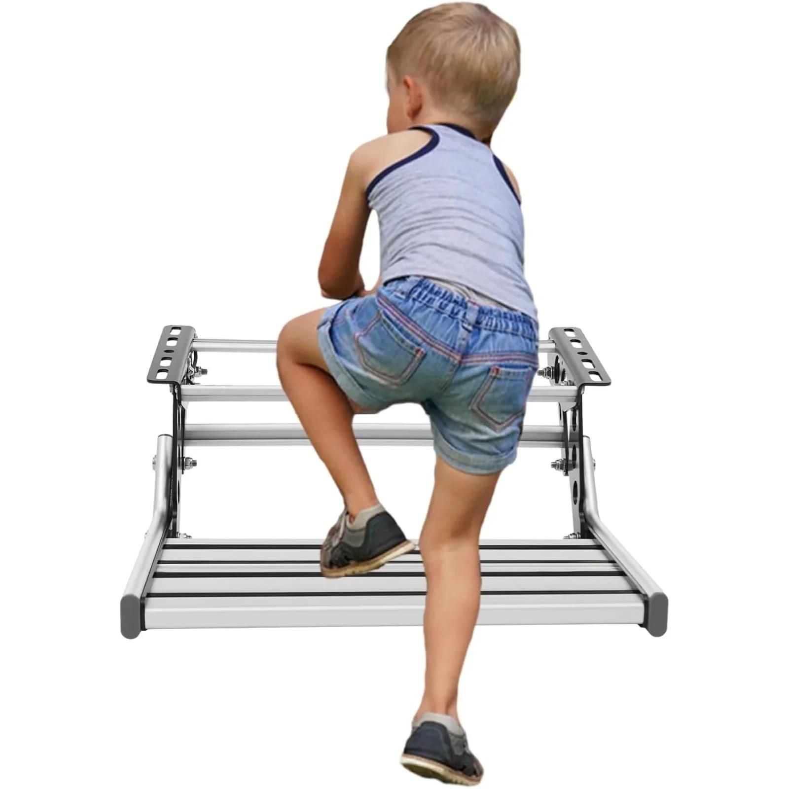 

Manual RV Step Assembly Manual Aluminum Alloy Folding Single Step W|LED Light Bar 330Lbs Capacity RV Steps for Campers, Caravans серебряный