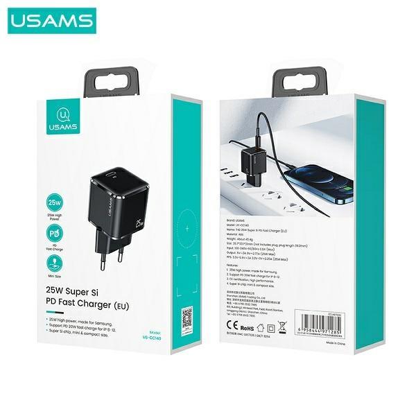 Ładowarka sieciowa 25W USAMS Super SI Power Delivery USB-C Czarna