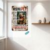 Vintage Missing Green Dinosaur Newspaper Ad Style Metal Tin Sign - Retro Humorous Absurd Pet Poster for Home/Bar/Cafe Man Cave D