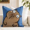 Capybara Cute Cushion Cover Summer Linen Pillow Case Organic Fabric Cushion Cover Double-Sided Print Sofa Home Decor