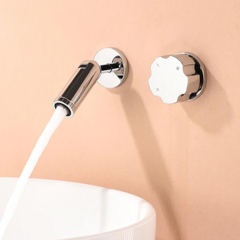 Brushed Gold Bathroom Wall Mounted Concealed Mixer Faucet Bathroom Hot And Cold Mixer Tap
