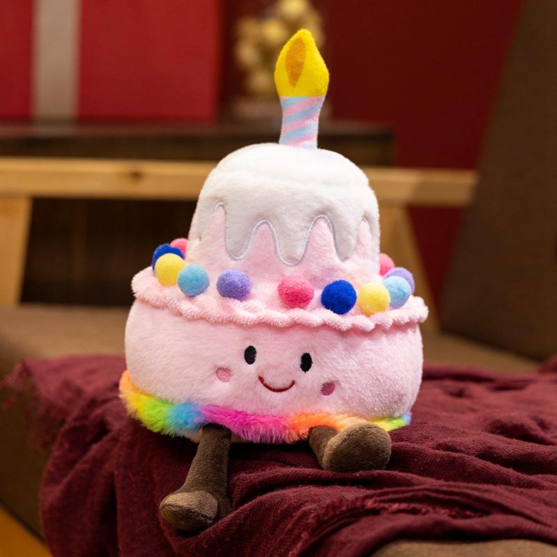 Cartoon Simulation Rainbow Strawberry Cake Doll Plush Toy with Concert Singing Birthday Song Doll Gift Doll