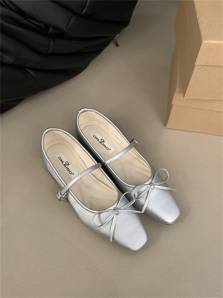 French evening breeze bow niche Mary Jane shoes women's 2025 autumn new thick heel with skirt single shoes ladyshoes