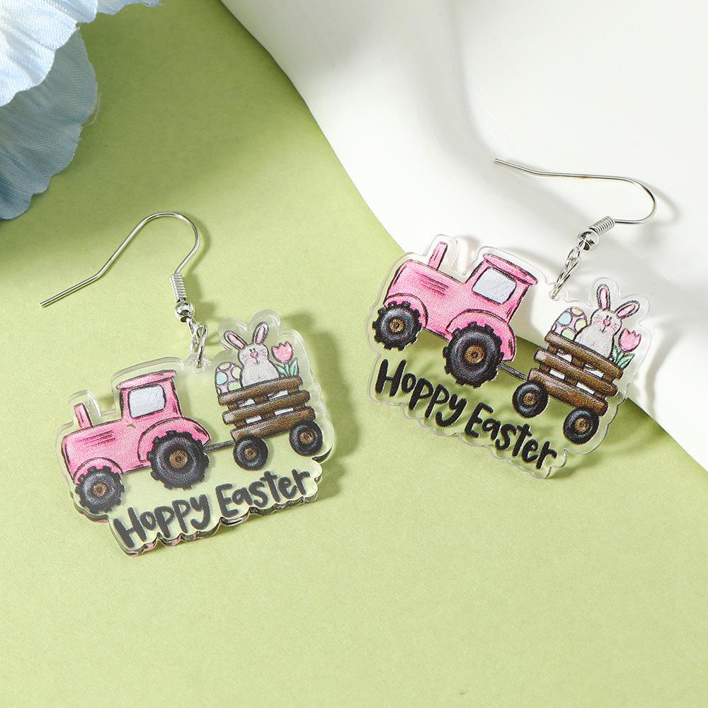 Korean & Japanese Style Big-Eared Rabbit Acrylic Earrings - Cute & Personalized Design