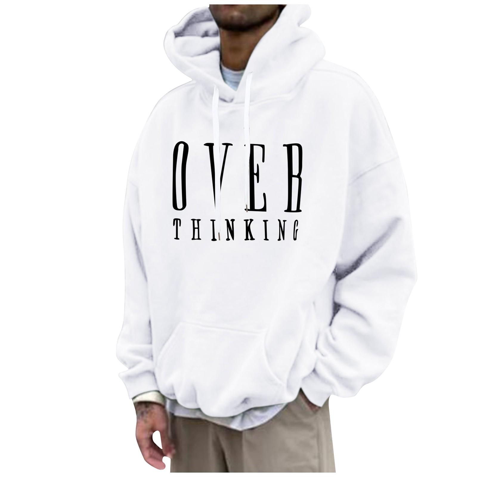 

Мужские однотонные свободные толстовки с буквенным принтом и заниженными рукавами, мужские повседневные спортивные толстовки XL белый