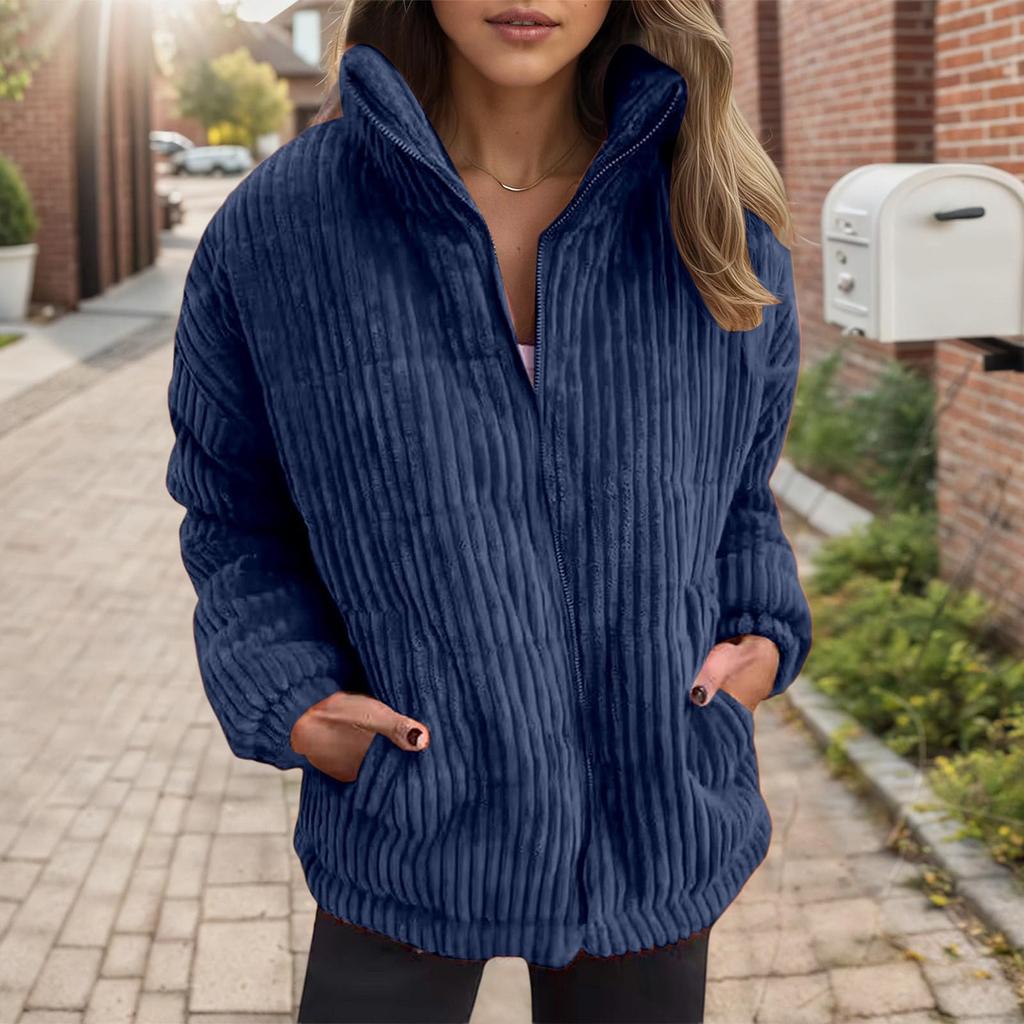 Women's Loose Comfortable Casual Fashion V-Neck Solid Color Long Sleeve Coat