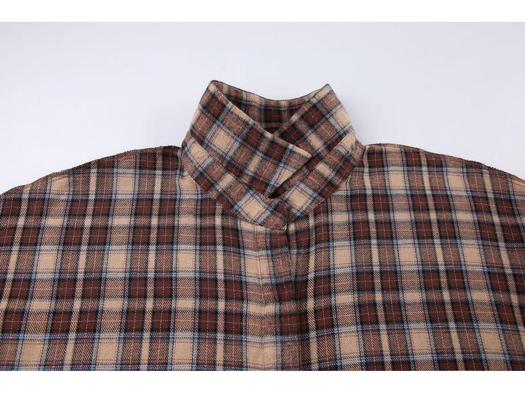 2024 European Retro Plaid Long Women's Shirt