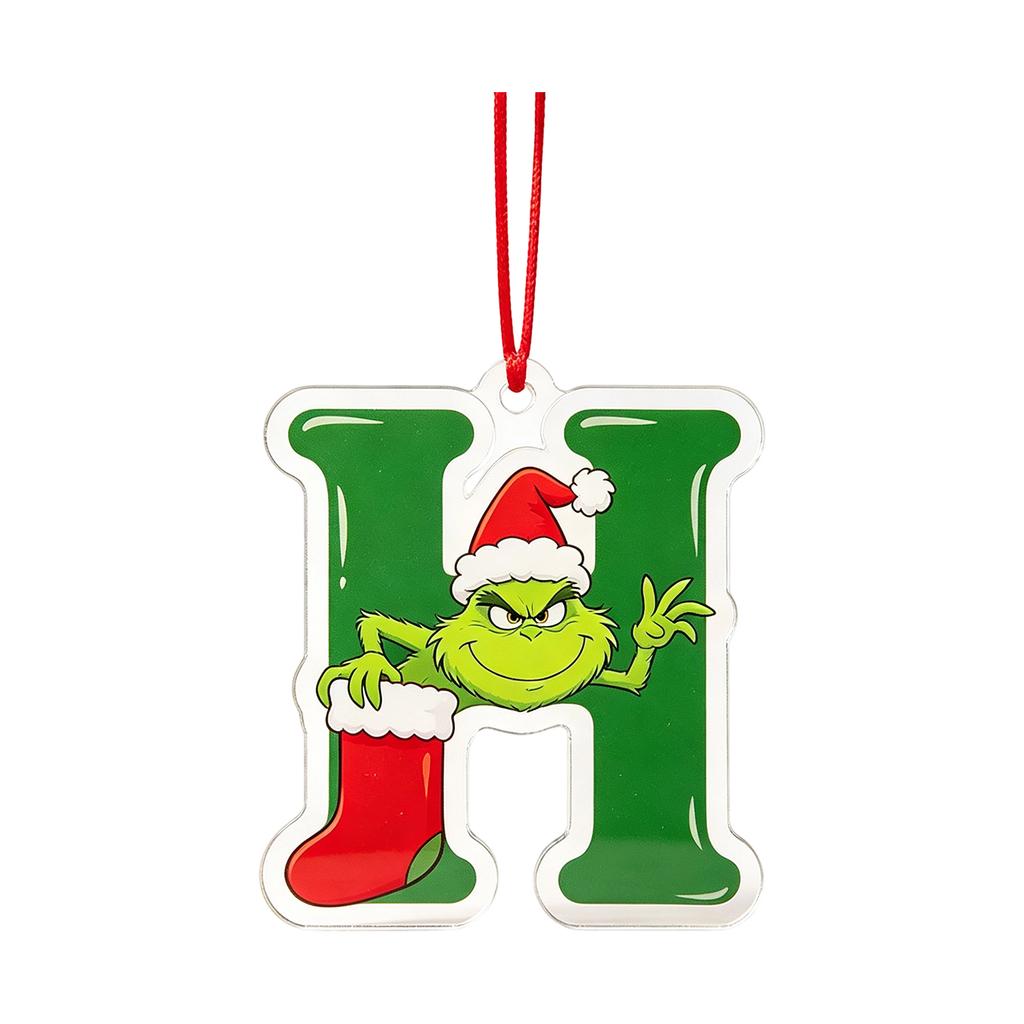 2D Christmas Ornaments, 26 Letters Flat Hanging Decorations for Holiday Decor