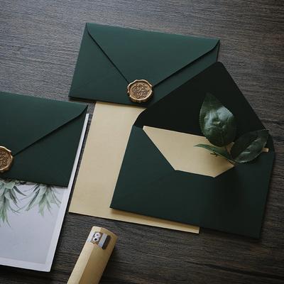 5pcs Thick Green Envelopes 250g High-grade Paper Envelopes Letter Pads Wedding Party Invitations Cards Postcards Cover Cash Bag