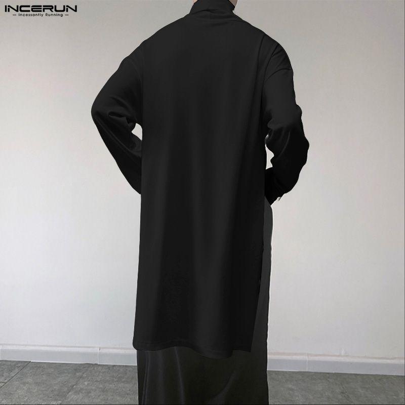 INCERUN Herbst Winter Herren Rollkragen Langarm Hohe Schlitze Lässige Lange Pullover Tops