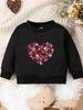 European Size Spring and Autumn Baby Girl Comfortable Simple Printed Pattern Versatile Round Neck Hoodie