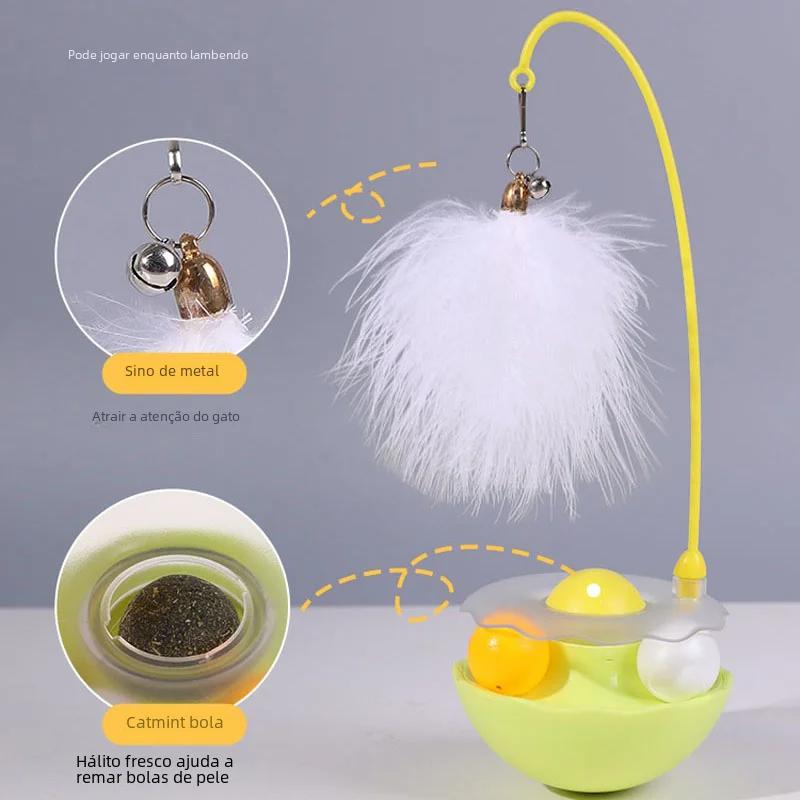 Katzen-Spielzeug zum Necken Selbsthoch Nicht Umfallen Haustierball Abnehmbarer Stab Feder Kratzball Minze Haustierbedarf Katzenspielzeug interaktiv