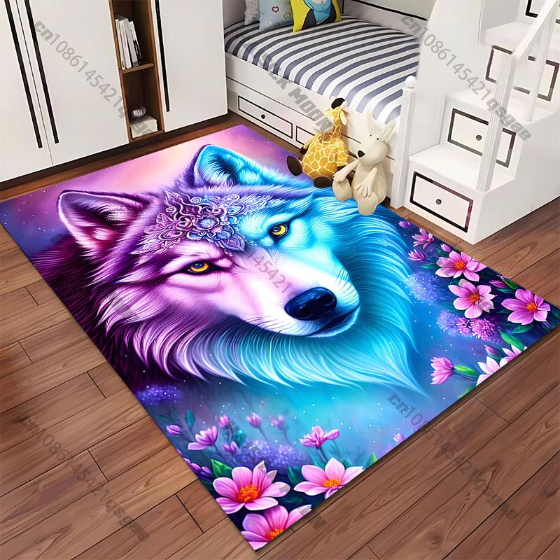 Mystical wolf nature elegance carpet Yoga living room room decor children's crawling mat doormat area rug games mat