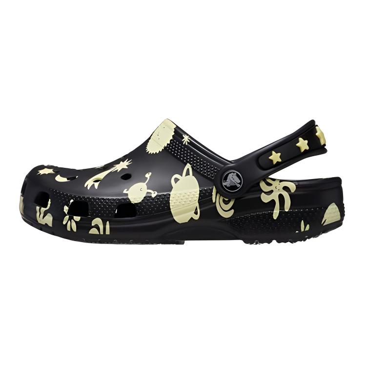 Crocs Toddler Classic Glow In The Dark Space Clog Black Toddler 210358-001 30-31