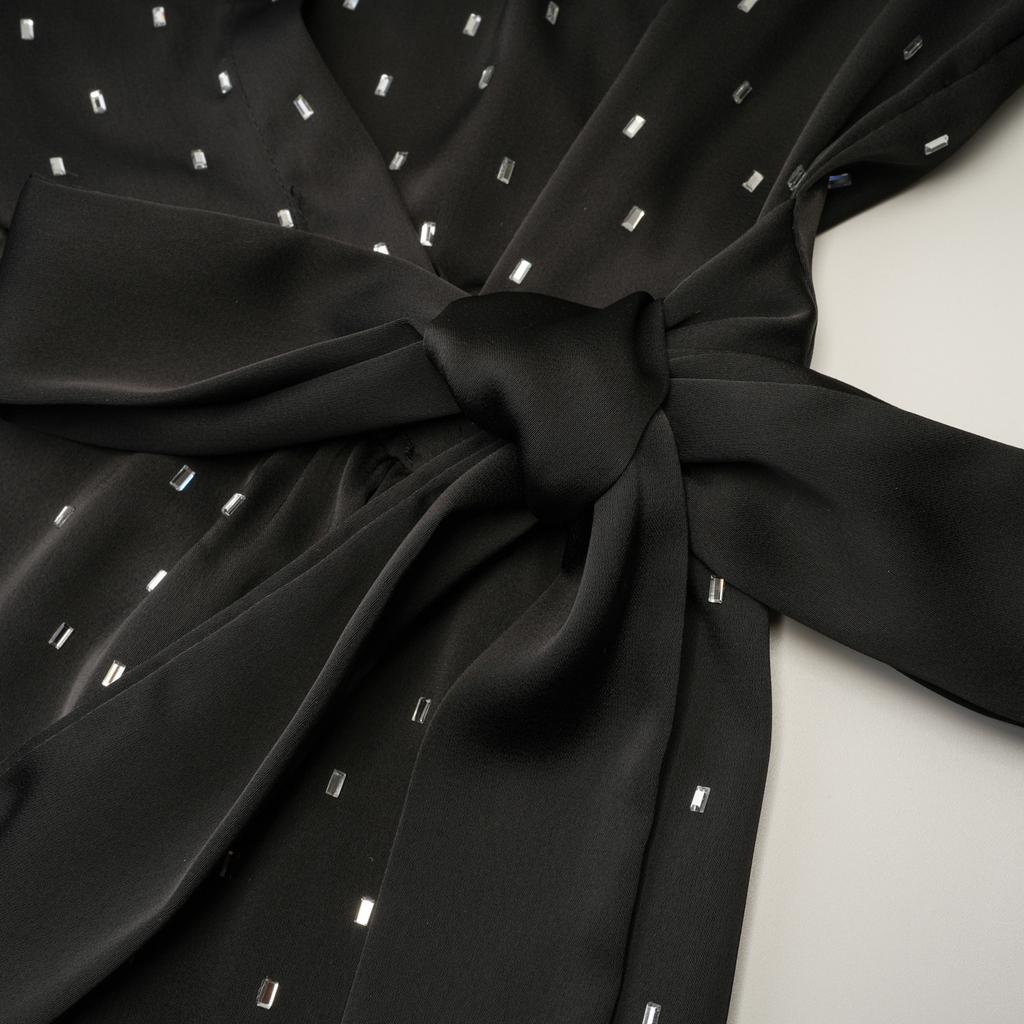 Dress, Long-sleeved Thin Long Dress, Bow Long A-shaped Dress.