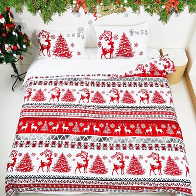 Christmas Three-Piece Quilt Cover Digital Printing Bedding Set Elk Christmas Tree Bed Cover
