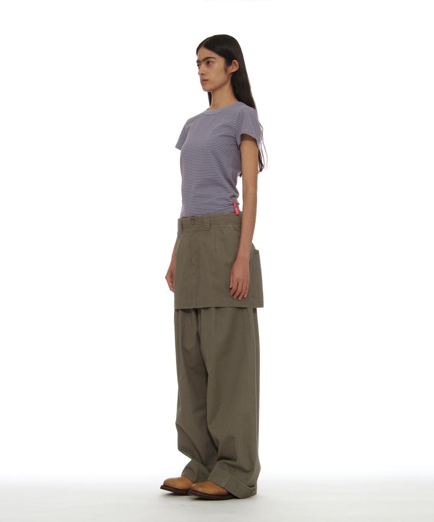PARTIMENTO WOMEN Detachable Layered Chino Skirt Pants_Warm Gray