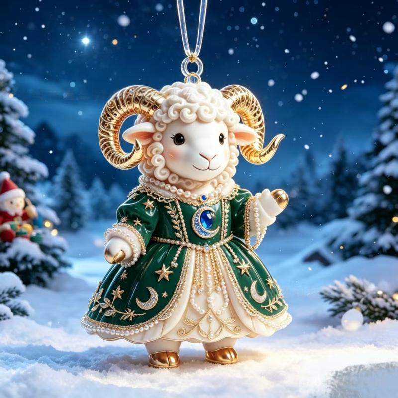 Shining Goat Hanging Ornament 2D Flat Embossed Pattern Goat Bag Charm For Festive Occasions Gifts
