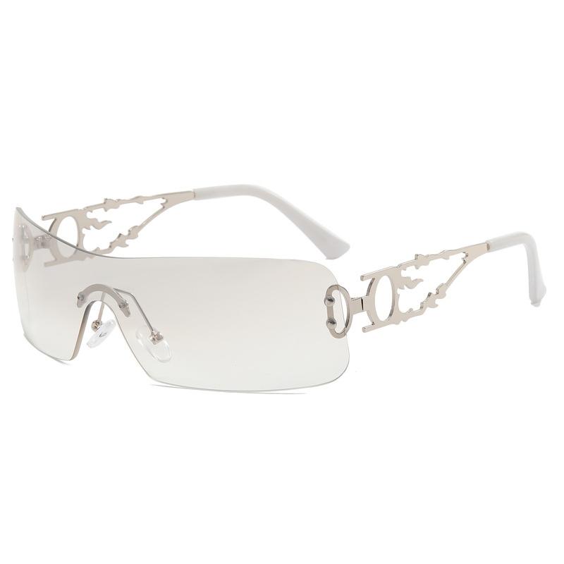 Spice Girls Fashionable Rimless Hollow Out Sunglasses Women Hipster Streetwear Accessories for Daily Wear