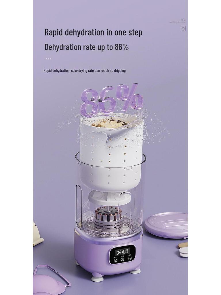 Spin-Wash Mini Wireless Washing Machine with Blue Light Sterilization for Underwear and Socks