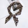 Leopard Print Narrow Silk Scarf for Women Girls Short Necktie Scarf Fashionable and Versatile Accessory for Any Outfit