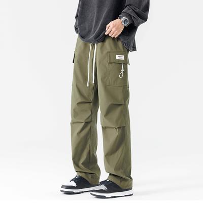 Waterproof Overalls Pants Men's Autumn Style Drawstring Casual Trousers Men's American Loose Pants