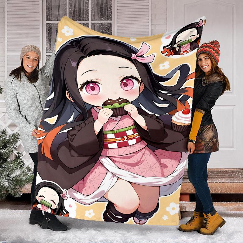 1pc nezouko5 Theme Blanket - Digital Print, Polyester, Cozy for All Seasons, Perfect for Outdoor, and Travel