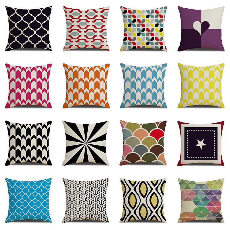 Modern Simple Colorful Geometric Element Pillow Cover Fresh and Fashionable Sofa Cushion Cover Home Decoration Cushion Cover