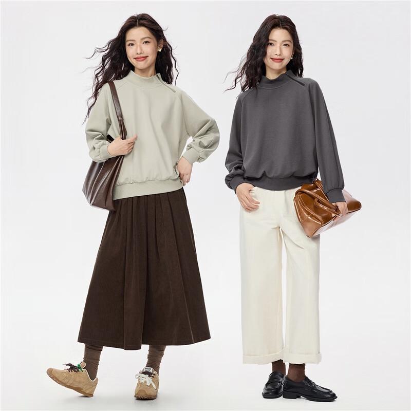 Giordano Women's Slanted Quarter-Zip Pullover Sweatshirt