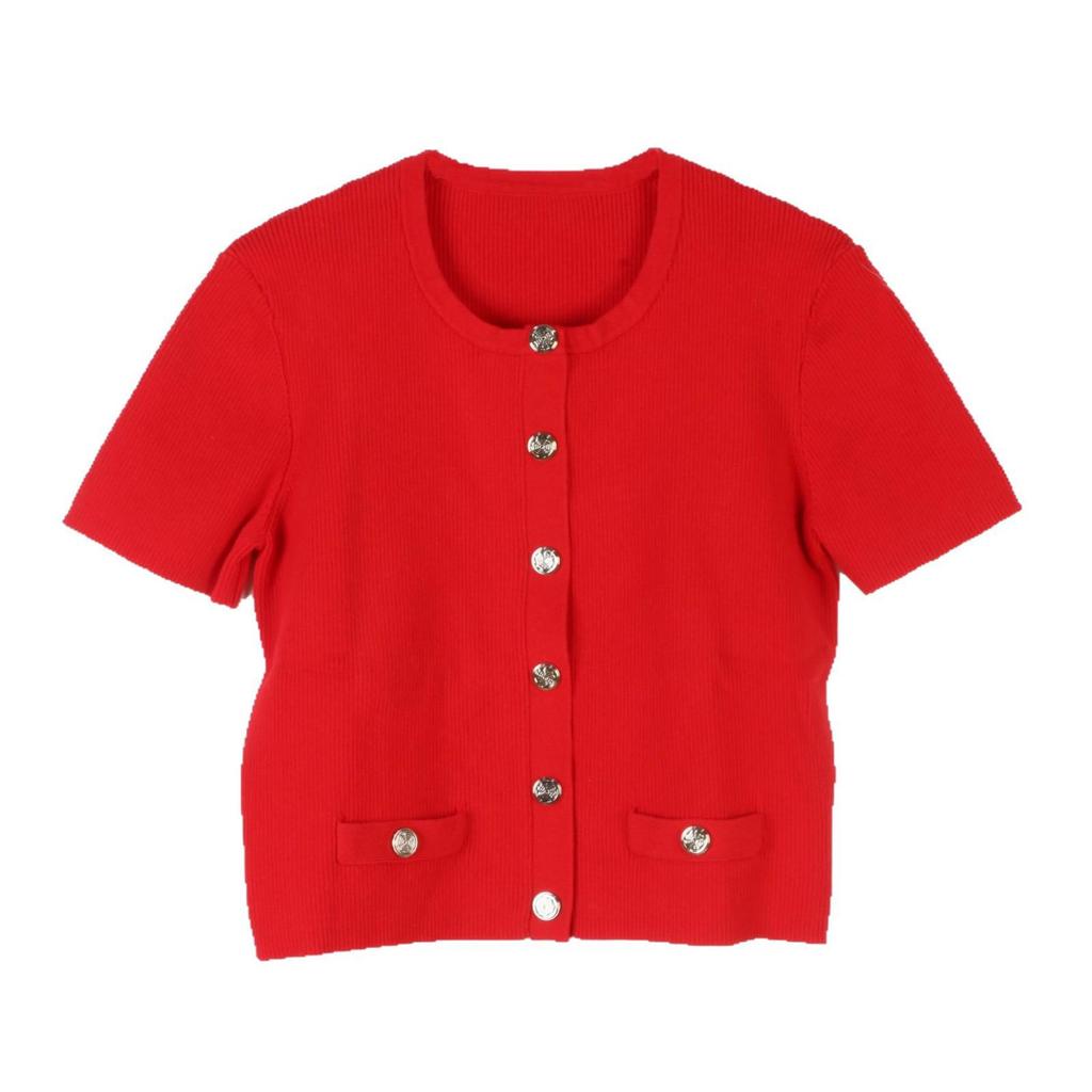 M Family Zoya French Knit Short-Sleeve Cardigan – Spring/Summer European & American Slim Fit