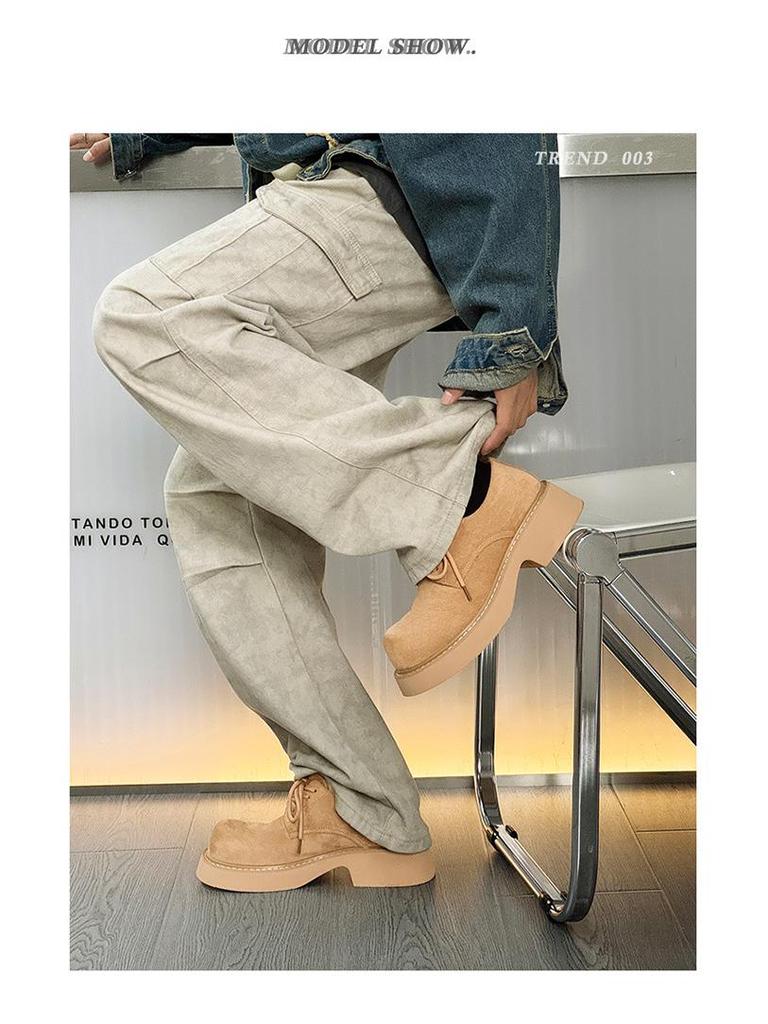 2024 Autumn Unisex Couple's British Style Retro Thick-Soled Casual Leather Shoes 9533-K