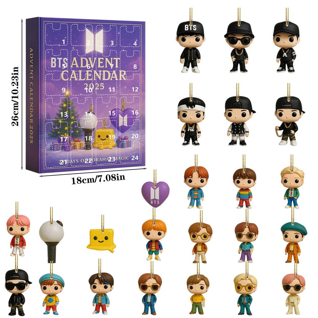 Bts Christmas Advent Calendar With Acrylic Keychain Ornaments For Holiday Gift Giving